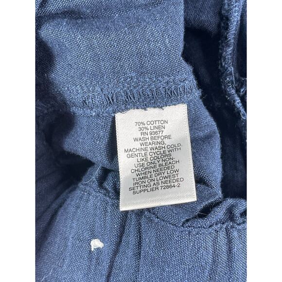 Liz Claiborne Pants Womens XS Blue Linen Blend Comfy Baggy Waist Tie Pockets - Picture 8 of 12